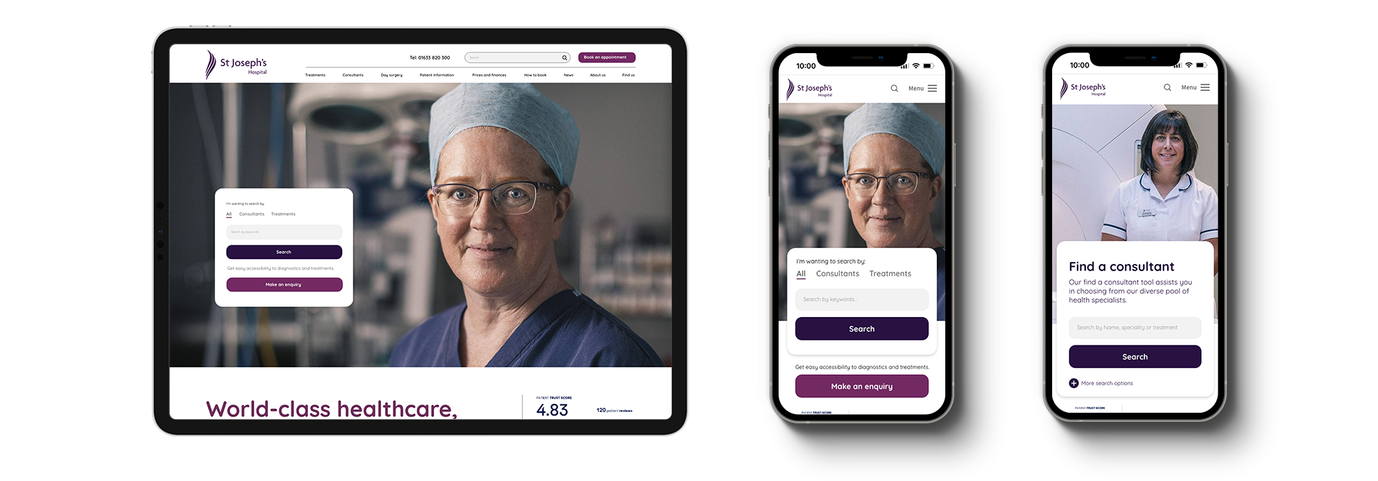 Website design | iPads showcasing design work for St Josephs Hospital